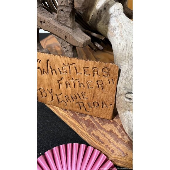 Vintage Driftwood Sculpture "Whistlers Father" By Ernie Reda 24" High 10" Wide S - Picture 5 of 7